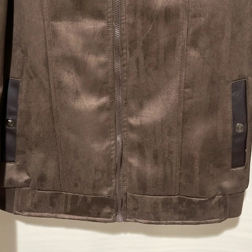 NWOT F COLLECTIONS Men’s Faux Suede Leather Bomber Jacket SZ XXL Made In Italy - Picture 5 of 15